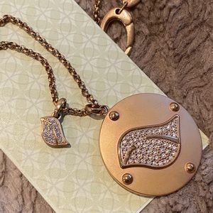 Fossil Bronze Chain And Rhinestone Pendant Necklace